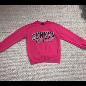 geneva college pink crew neck sweatshirt size S